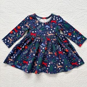 Hanna Andersson Girls' Long Sleeve Winter‎ Holiday Skater Swing Dress (6-12m)